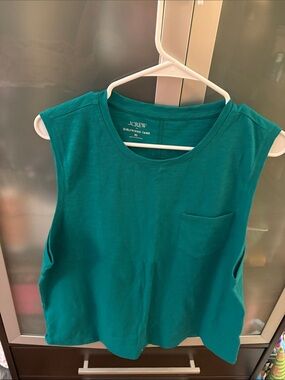 J. Crew Teal Sleeveless Pocket Tank